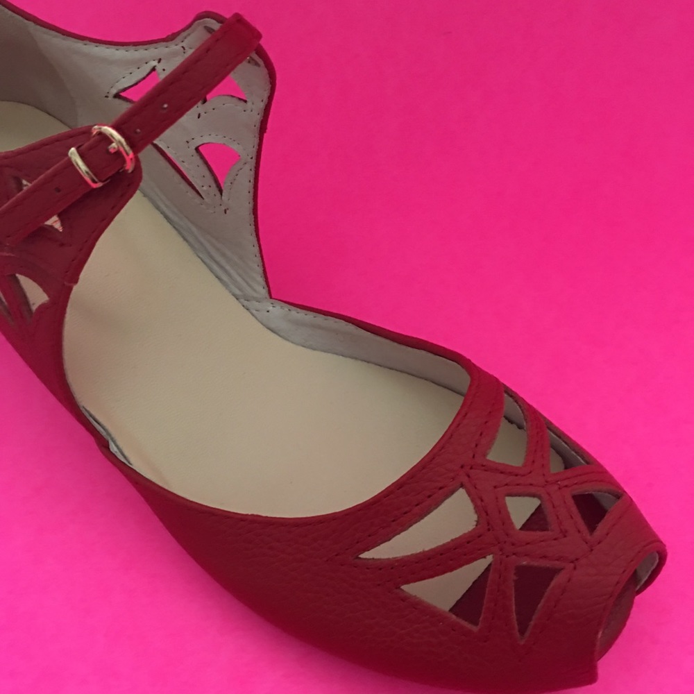 New Anthropologie all black peep toe shoes